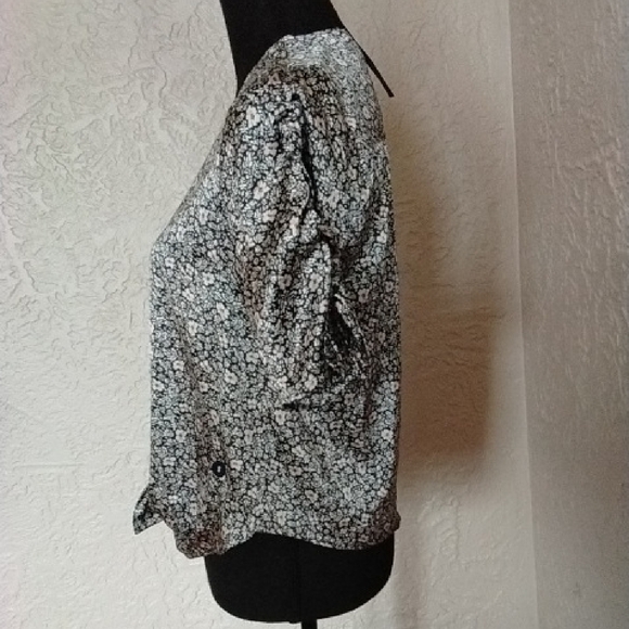 Abercrombie & Fitch Pink Gray Tie Front Blouse - Picture 3 of 8